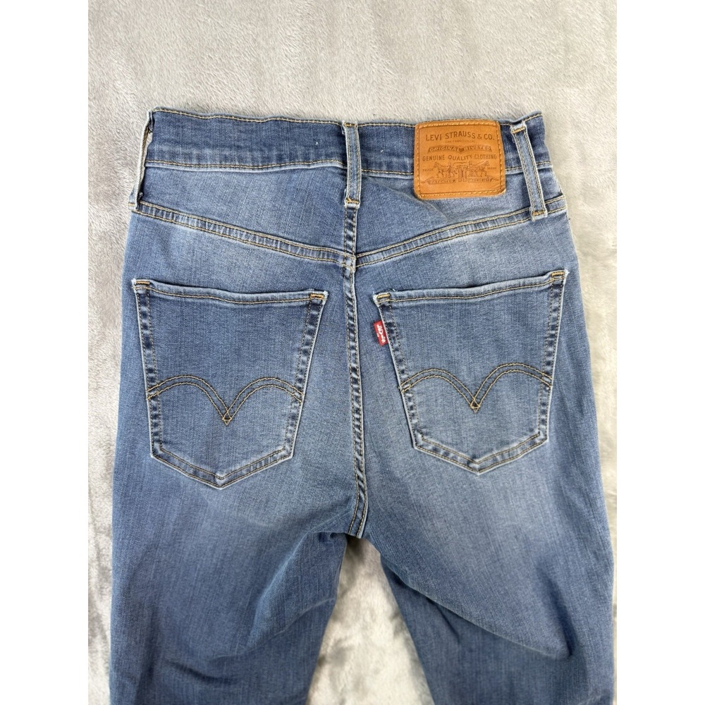 Levis Jeans Womens Blue Denim Mile High Super Skinny BIG E Premium Size 22x28 - Picture 11 of 13